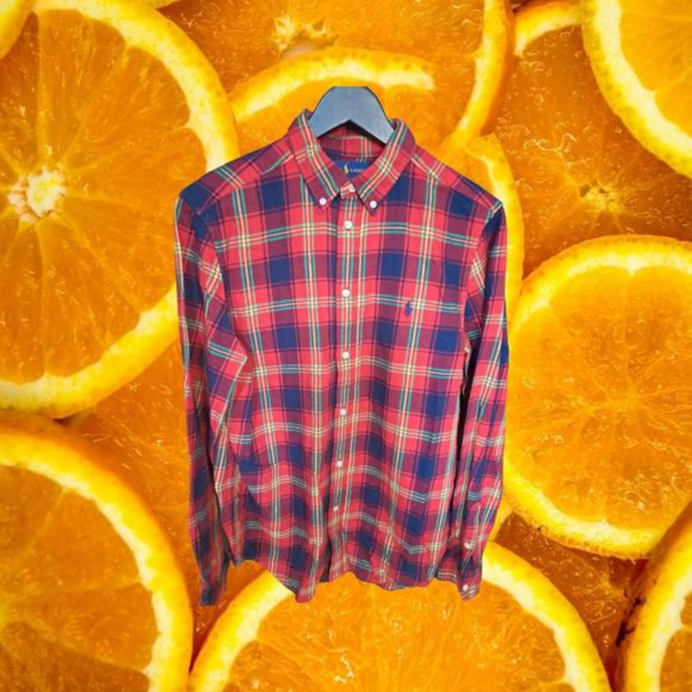 KIDS Ralph Lauren Red, Blue and Green Plaid Flannel Button Up Shirt Size XL‎